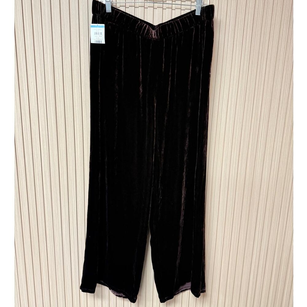 EILEEN FISHER Velvet Straight-Leg Pants Black Size L